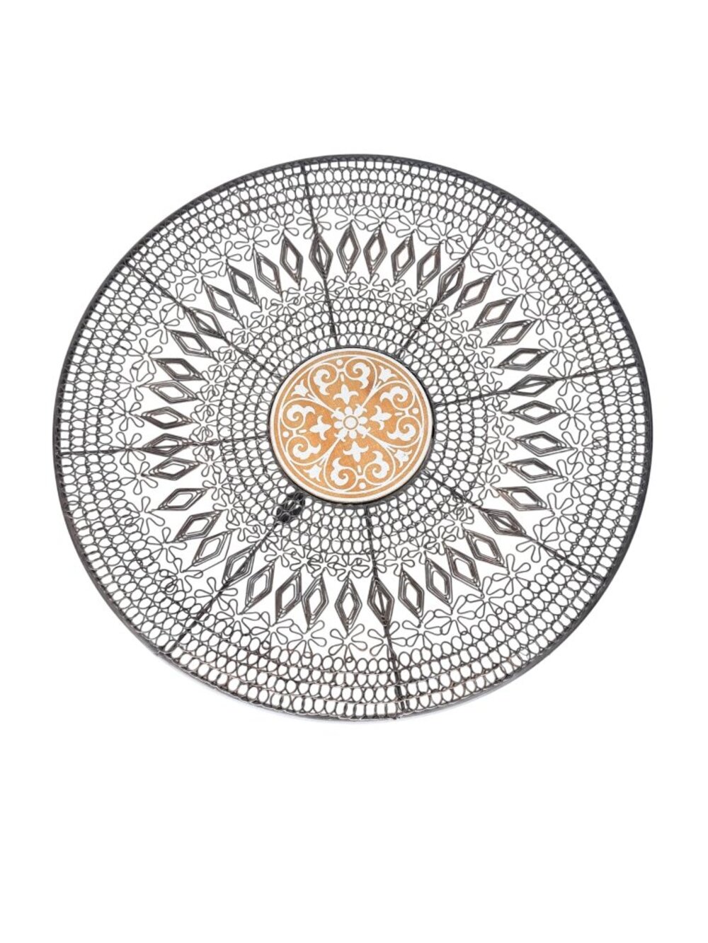 Decorative Black Metal Wall Art With Intricate Design & MDF Centerpiece